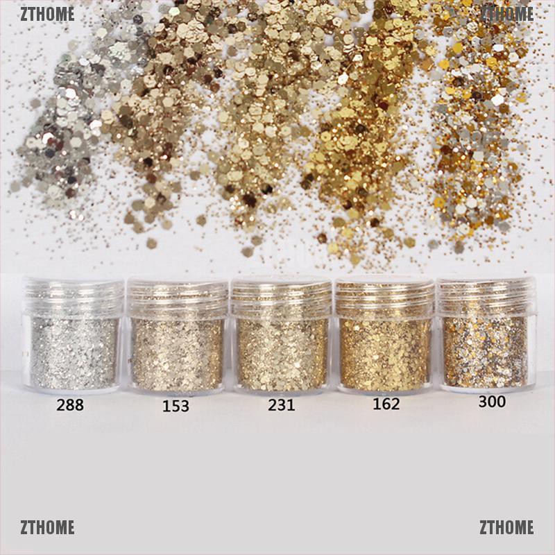 [Hàng mới về] Bột kim tuyến trang trí móng tay 3D màu sắc tươi sáng 10ml