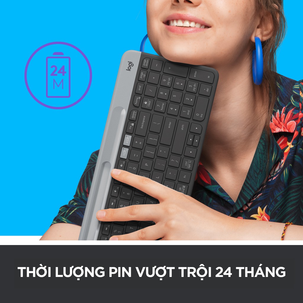 Bàn phím không dây Bluetooth Logitech K580 - Kết nối đa thiết bị, mảnh gọn, PC/ iPad