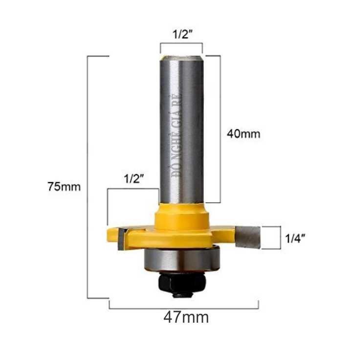 Bộ 2 mũi phay ghép ván sàn chữ T - Mũi soi ghép ván gỗ mộng dày 13/19mm