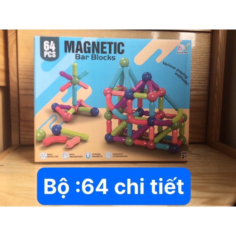 Xếp Hình Nam Châm Từ Tính Thế Hệ Mới 64 Chi Tiết