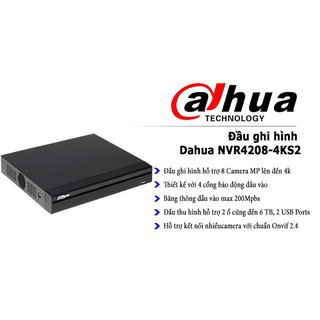 Đầu ghi IP 8 kênh DAHUA NVR42084KS2/L, 2 ổ cứng, NNR4208(chính hãng Dahua VN)