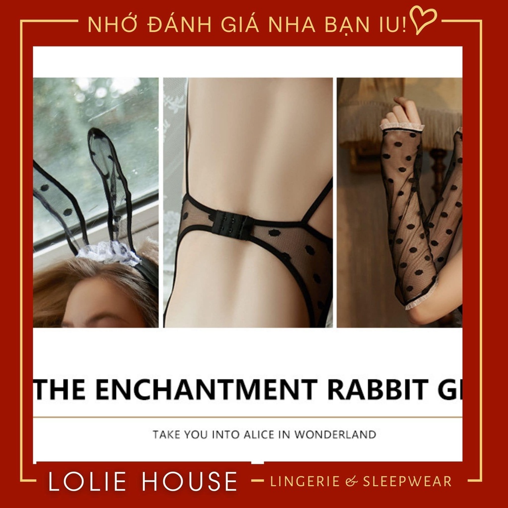 Đồ ngủ cosplay thỏ sexy có bờm tai thỏ, bodysuit ren gợi cảm xuyên thấu LOLIE HOUSE - CP46 | BigBuy360 - bigbuy360.vn