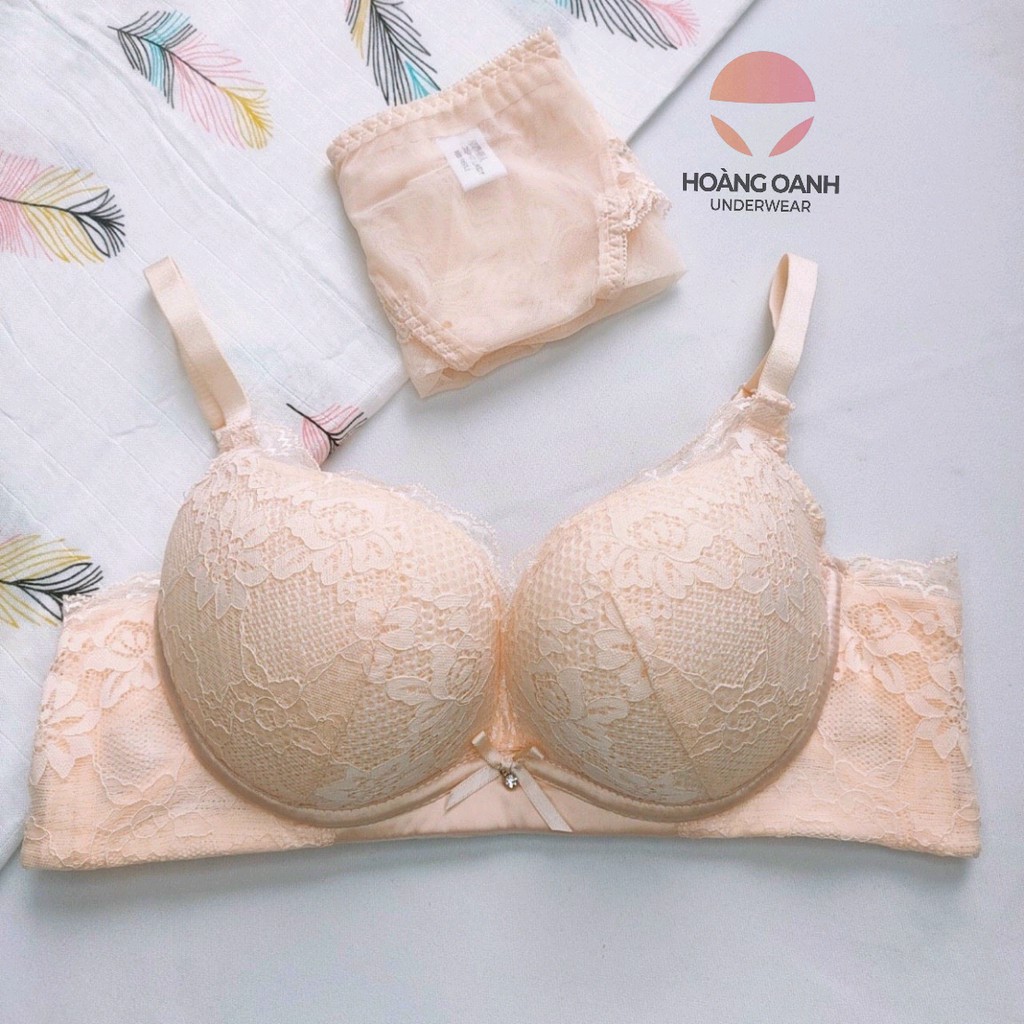 Bộ đồ lót Hoàng Oanh Underwear, set nội y pha ren mút mỏng không gọng E25 | BigBuy360 - bigbuy360.vn