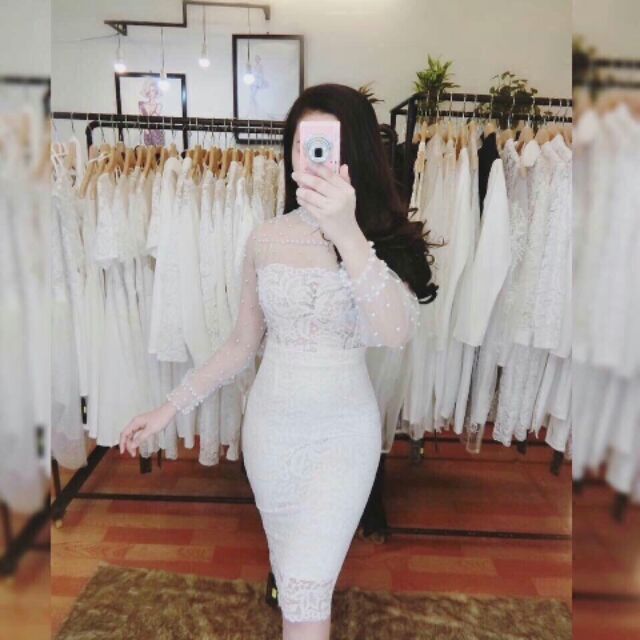 Đầm Ôm Đính Hạt Trai Sang Trọng