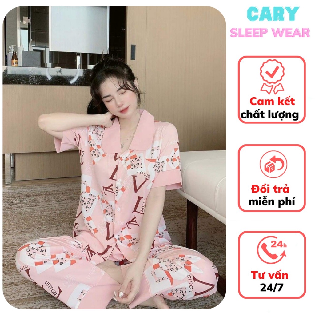 Bộ ngủ pijama tay ngắn quần dài cổ sen mặc nhà dễ thương CARY