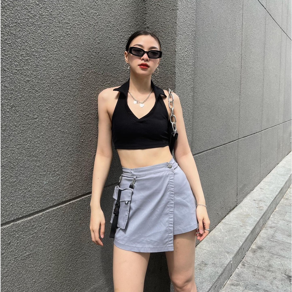 Chân Váy Ngắn Chữ A Túi Hộp Kaki UTILITY WRAP SKIRT - RORA