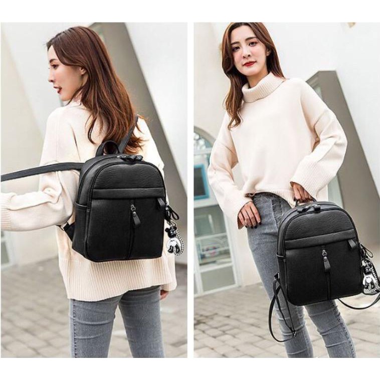 Ba Lô Da Nữ Hàn Quốc Kiểu Dáng Siêu Cute Development BL035 TẶNG Móc Gấu