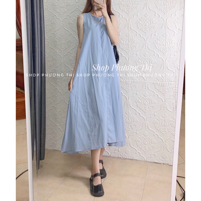 Váy ba lỗ suông chất thô trơn dáng xoè có túi - Đầm nữ maxi (hàng sẵn) | BigBuy360 - bigbuy360.vn