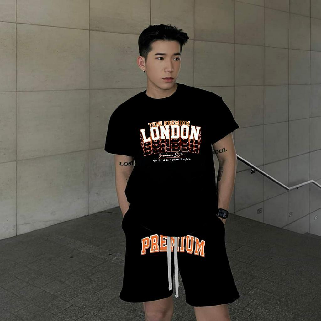 Bộ Thể Thao Nam Hè LONDOON Chữ Ghép Nổi Cao Cấp, Chất Liệu Cotton Khô Mềm Mịn Thấm Hút Mồ Hôi Siêu Tốt