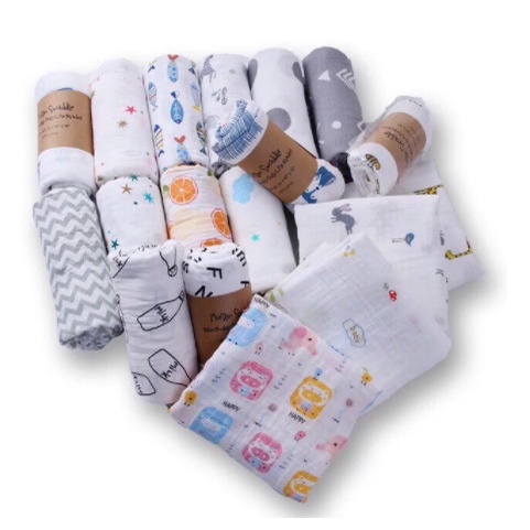 Khăn tắm xô sợi tre Muslin Swaddle kích thước 110cm x 120cm- Khăn quấn sợi tre cho bé sơ sinh (Mẫu mới)