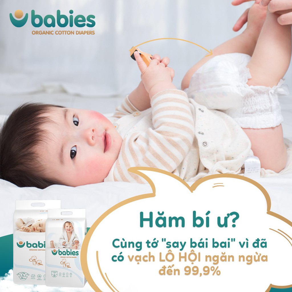 [Mua 2 tặng 1] Bỉm Babies Organic Việt nam Bỉm ❤️ Dán/ Quần Babies S66/M56/L46/M54/L50/Xl46/XXL40