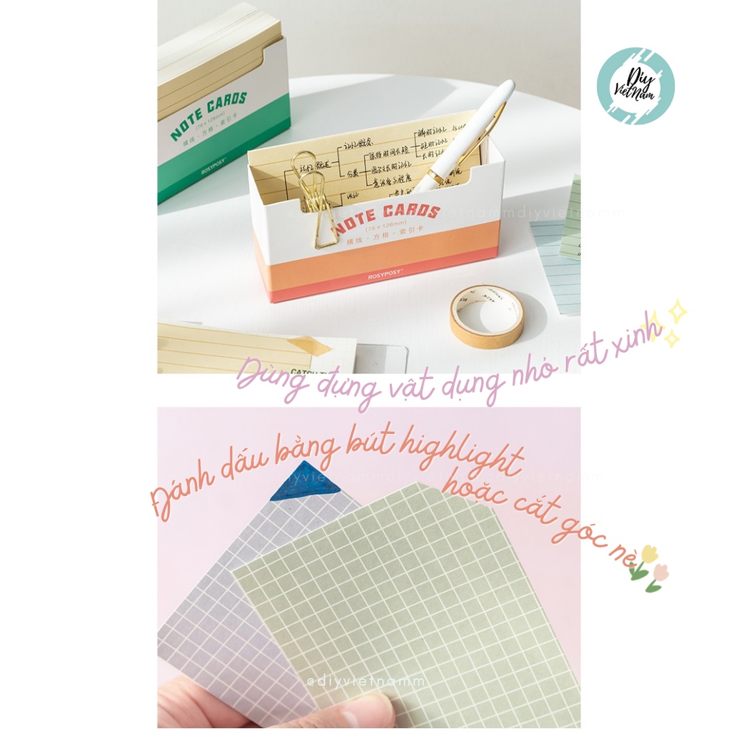 GIẤY NOTE CARDS Ô VÀ KẺ NGANG