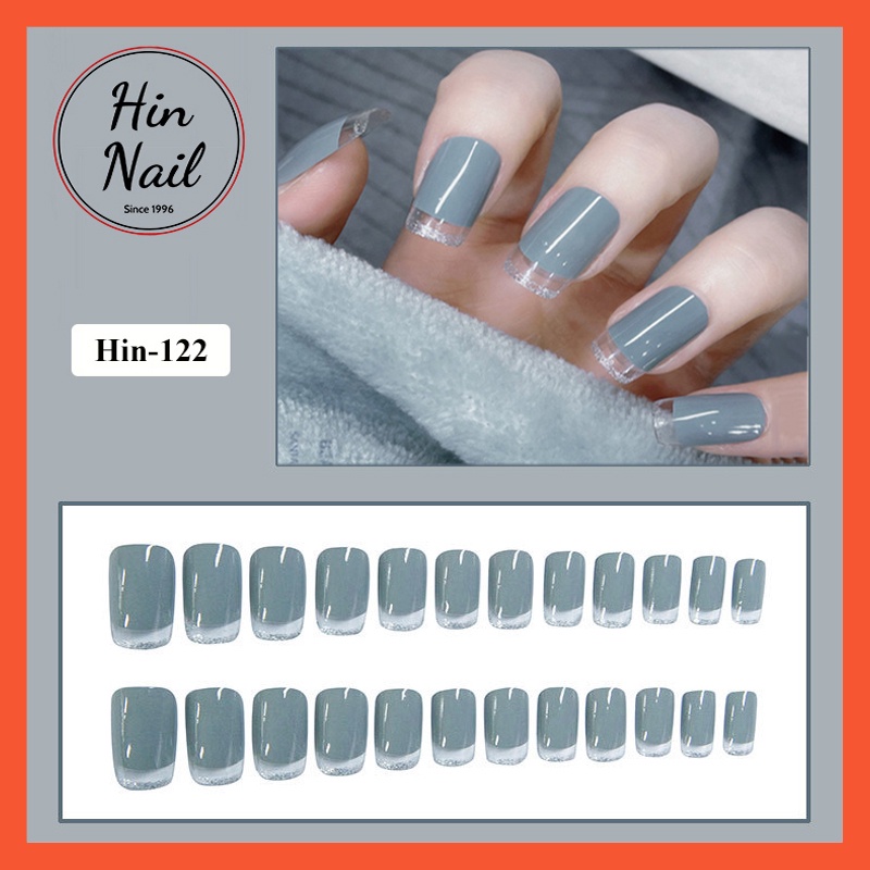 Móng tay giả Hin Nail màu xanh ánh nhũ