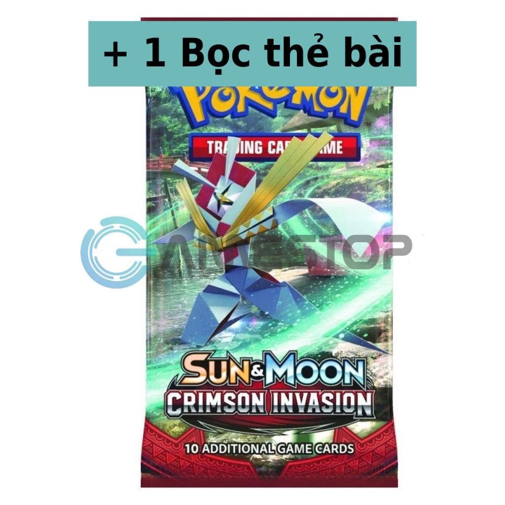 Một gói thẻ bài và bọc thẻ bài Pokemon TCG Sun and Moon Crimson Invasion Booster Pack CHÍNH HÃNG MỸ POKTCGUSBP5