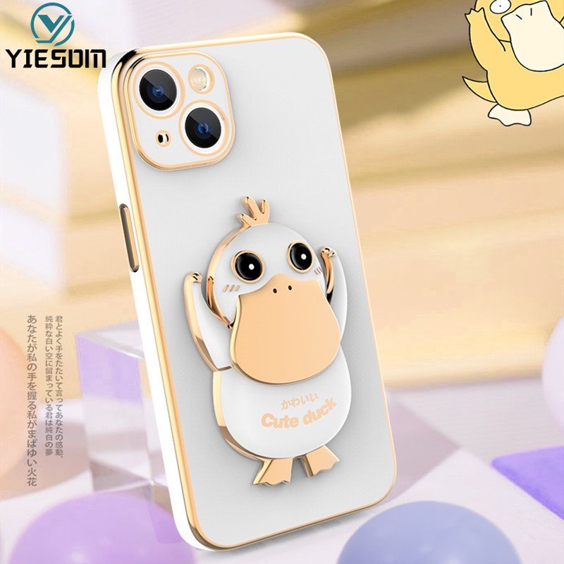 Ốp Điện Thoại Silicon Mềm Chống Sốc Có Giá Đỡ Hình Chú Vịt Dễ Thương Cho iPhone 14 13 Pro Max 14 Plus 13 Pro 13 Mini