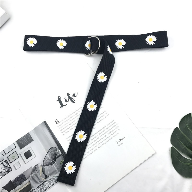 Thắt Lưng In Hình Hoa Cúc Vải Canvas Thời Trang