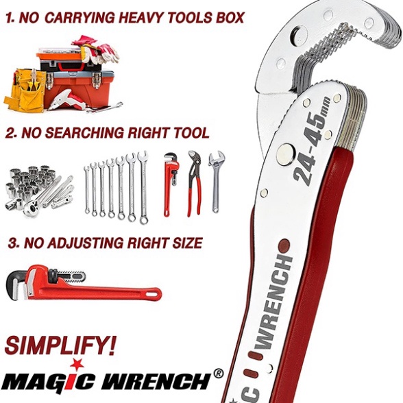 Cờ lê đa năng MAGIC WRENCH cao cấp, Cà lê mỏ lết đa năng, tiện ích 9-45mm, mở được nhiều loại ốc