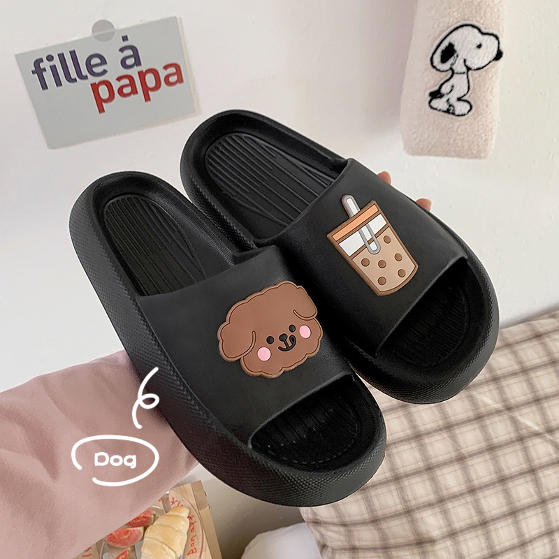 JY409-C3 GẤU TRÀ SỮA Dép gấu trà sữa quai ngang đế mềm chắc chắn chống trơn trượt nam nữ
