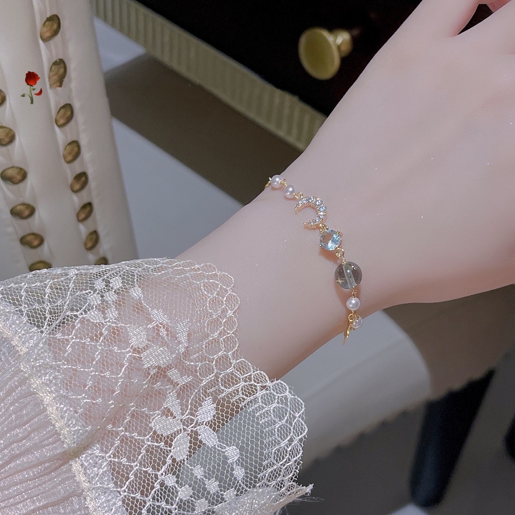 Vòng tay họa tiết ngôi sao mặt trăng phong cách Hàn Quốc dành cho nữ