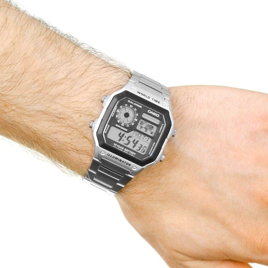Đồng hồ nam Casio Chính Hãng AE-1200WHD-1AVDF - Dây kim loại - Kháng nước