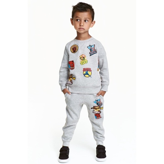 Bộ nỉ da cá cho Bé Trai H&M 9-12kg- Quần áo thu đông sơ sinh cho bé trai