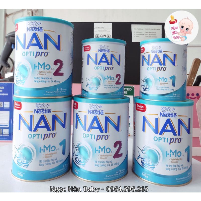 (Date 2023-Mẫu mới) Sữa bột Nan Việt Optipro HMO đủ số 1,2,3,4 lon 400g/900g
