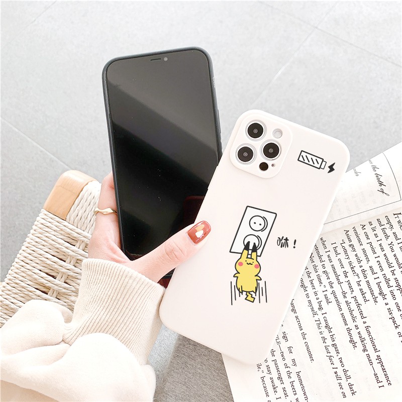 Ốp lưng iphone Pika sạc điện cạnh vuông 5/5s/6/6plus/6s/6splus/7/7plus/8/8plus/x/xr/xs/11/12/pro/max/plus/promax