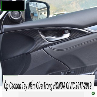 Ốp cacbon tay nắm cửa trong honda civic 2017-2019