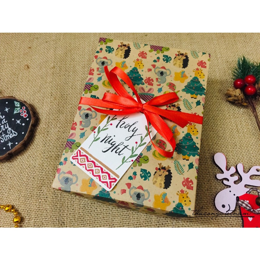 Hộp quà gói sẵn Giáng Sinh kiểu đơn giản