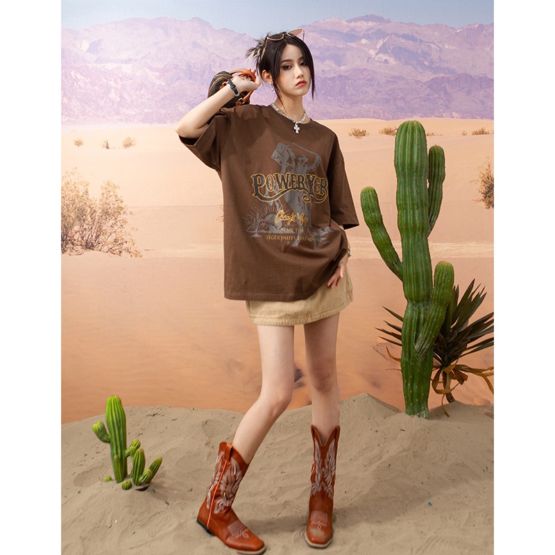 NRVP Áo thun cổ tròn oversize thời trang Hàn Quốc 2022 cho nữ