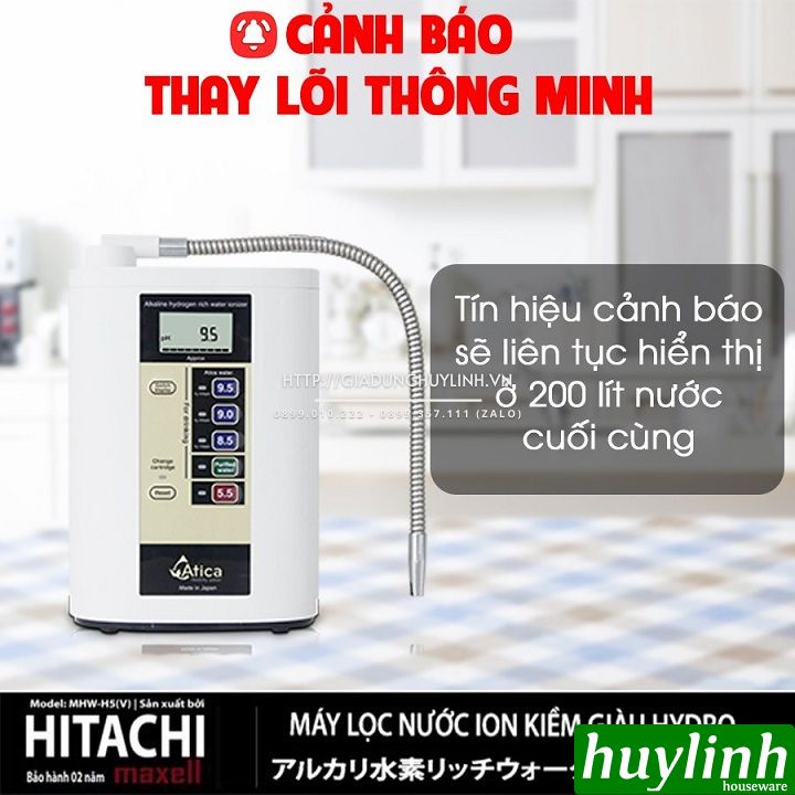 [Mã ELHAMS5 giảm 6% đơn 300K] Máy lọc nước ion kiềm giàu hydro Atica MHW-H5(V) - Made in Japan + Tặng quà KM