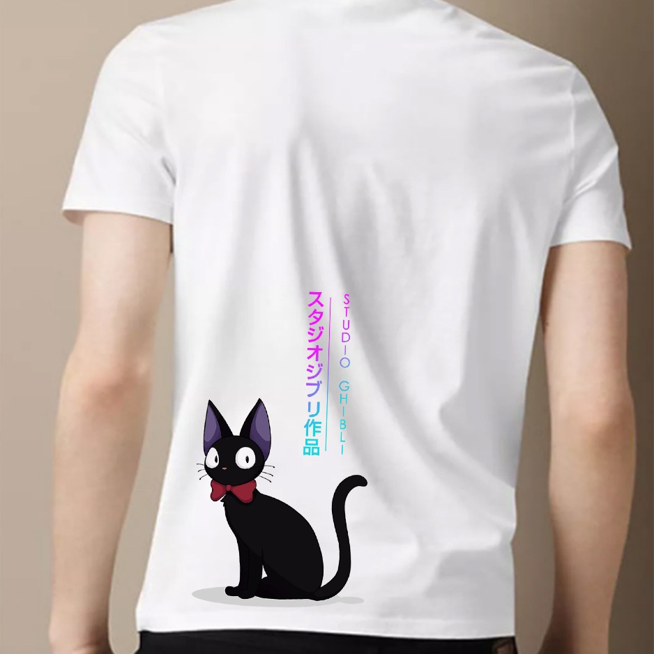 Áo thun nam nữ tay lỡ vải cotton form rộng màu trắng Hạ Băng Designs - Ghibli 002