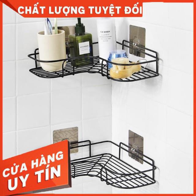 [XẢ KHO+FREE SHIP]  KỆ GÓC INOX DÁN TƯỜNG ĐEN VIỀN UỐN LƯỢN TIẾT KIỆM KHÔNG GIAN