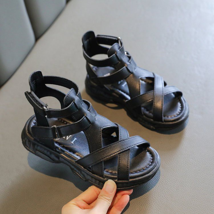 Giày sandal bằng da đế thấp thời trang hè cho bé gái 3-18 tuổi