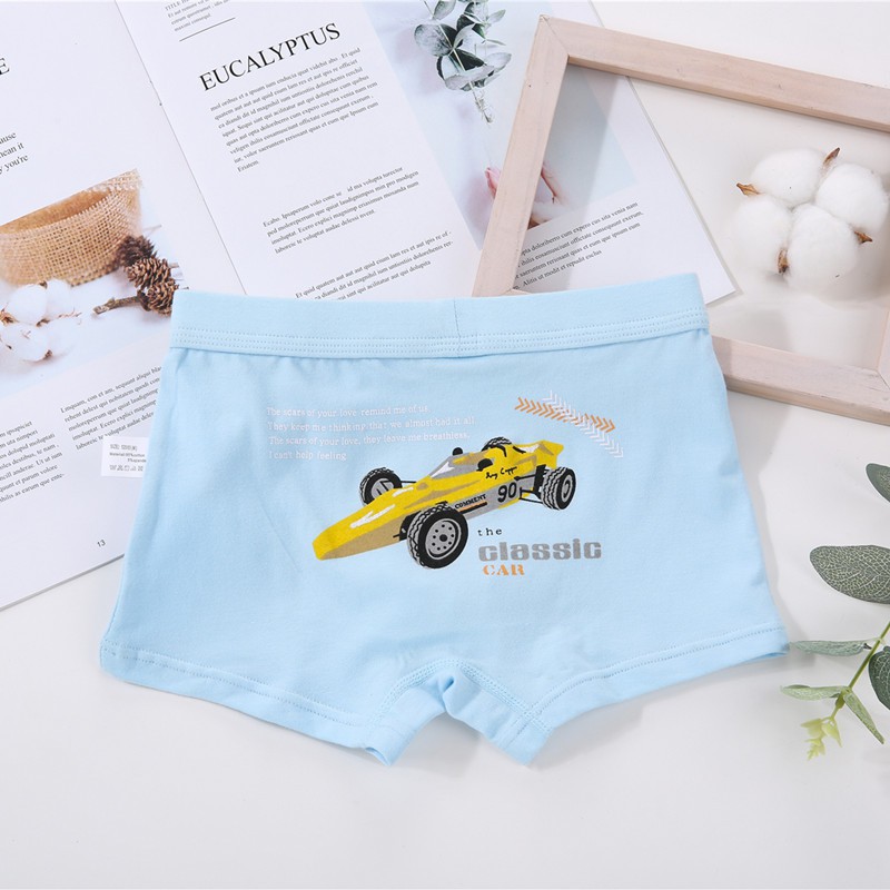 Hộp 3 quần lót dạng đùi Boxer bé trai Hàn Quốc 100% cotton mẫu Xe Đua F1