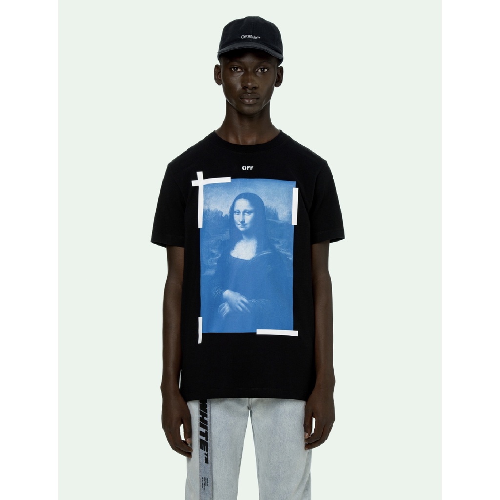Off White Áo Thun Ngắn Tay Cổ Tròn Họa Tiết Tranh Sơn Dầu Mona Lisa Độc Đáo Cho Nam Nữ