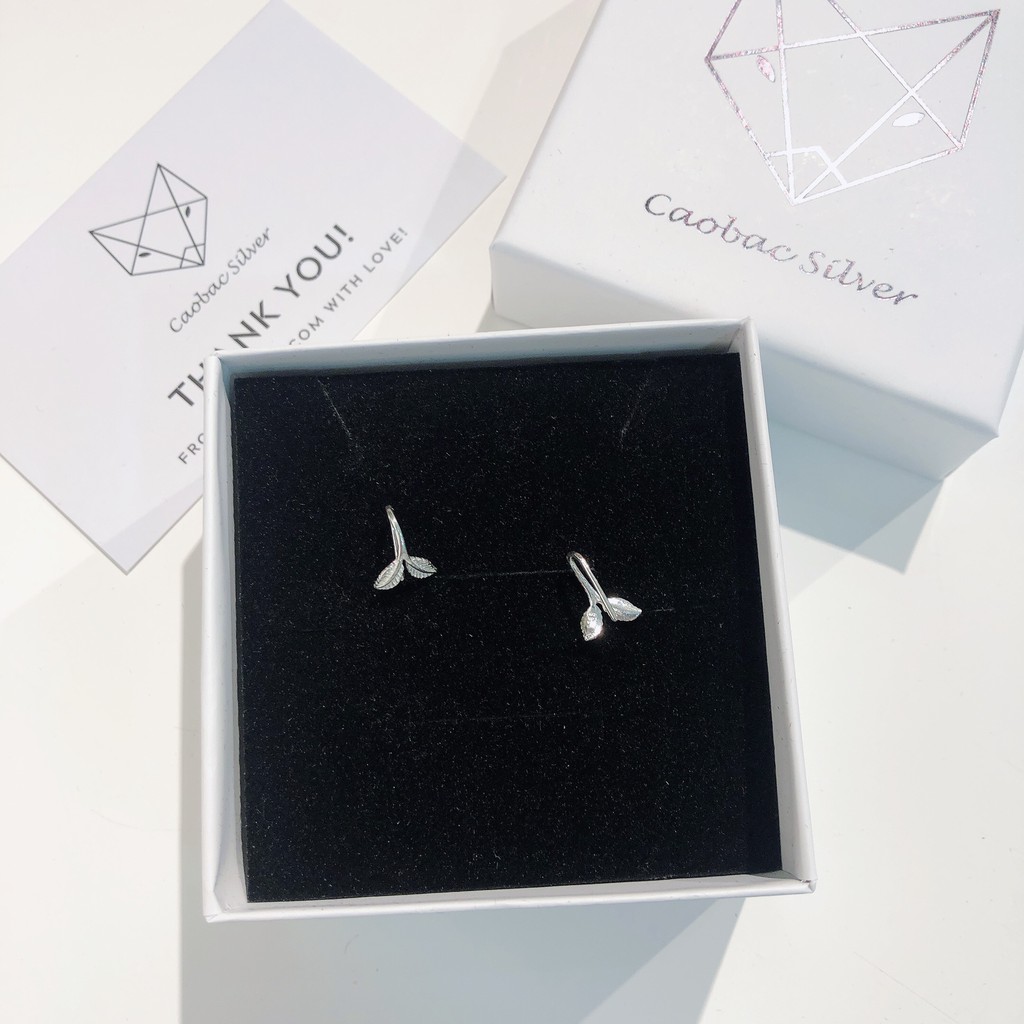 Khuyên Kẹp Vành Tai Bạc Ta CaoBac Jewellery Cho Nữ Hình Đuôi Cá Dáng Móc Không Đính Đá