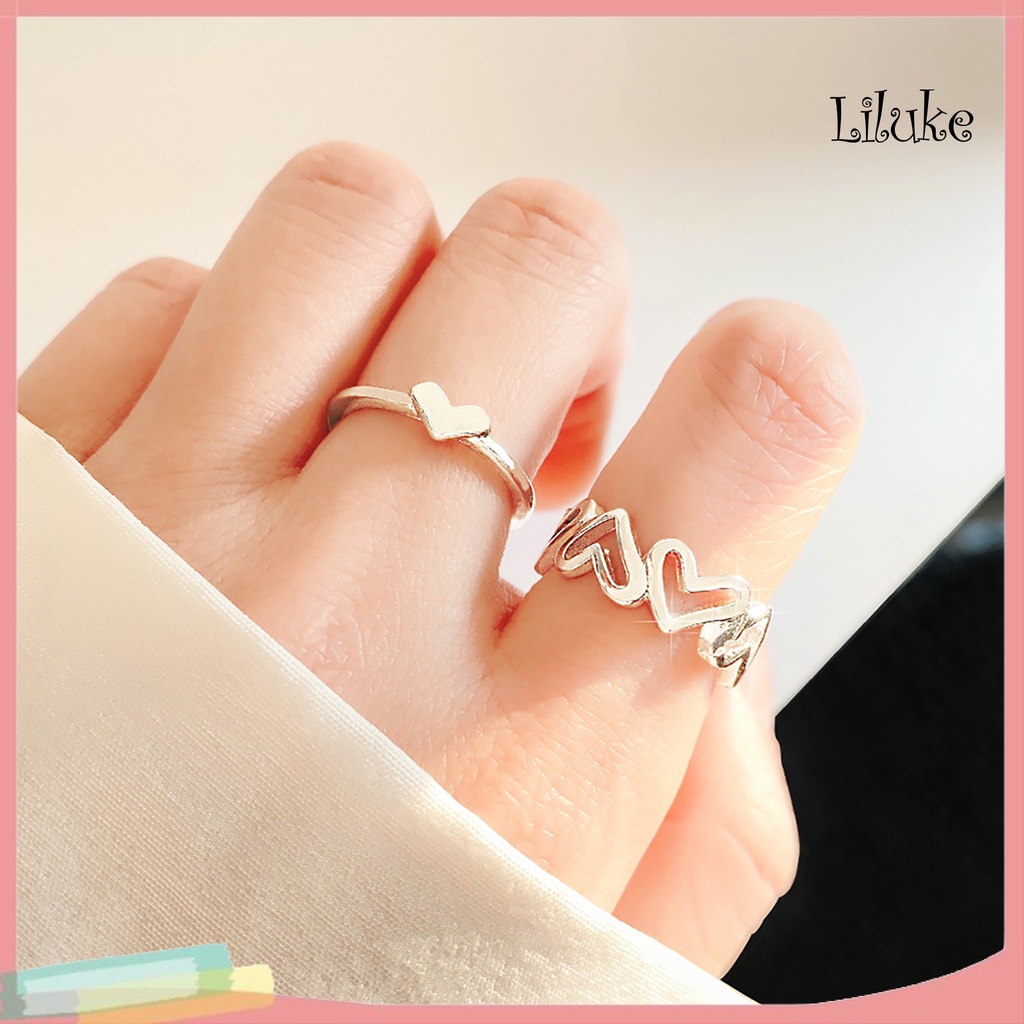 1 Cặp Nhẫn Đeo Khớp Ngón Tay Màu Trơn Lãng Mạn Cho Nữ