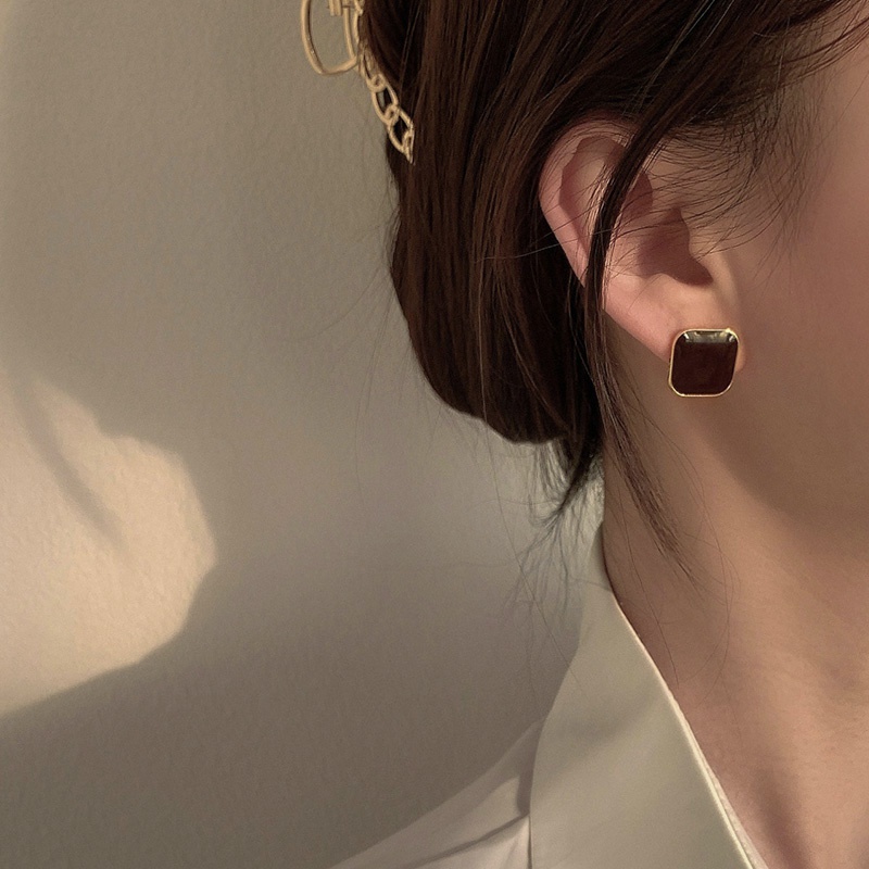 Bông tai hình vuông mạ bạc thời trang 2023 cho nữ