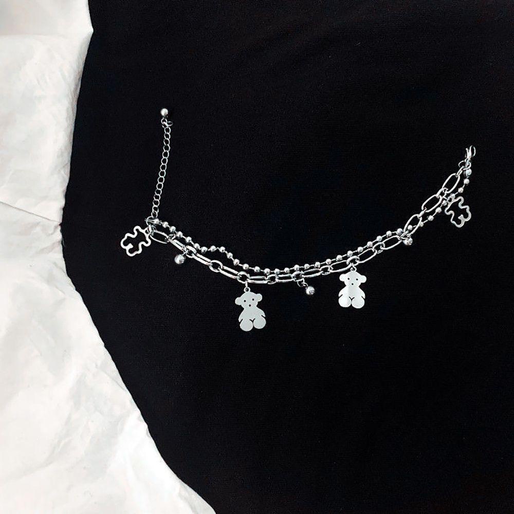 Vòng Đeo Tay Hai Lớp Bằng Hợp Kim Mặt Hình Gấu Và Chó Kuromi Phong Cách Cổ Điển Dành Cho Nam Nữ