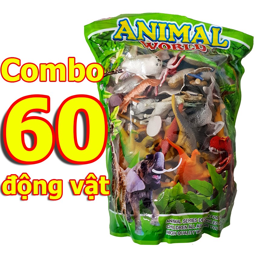 Mô hình thế giới động vật 60 chi tiết New4all ANIMAL WORLD - đồ chơi phát triển tư duy sớm cho bé trên 3 tuổi (Xanh)