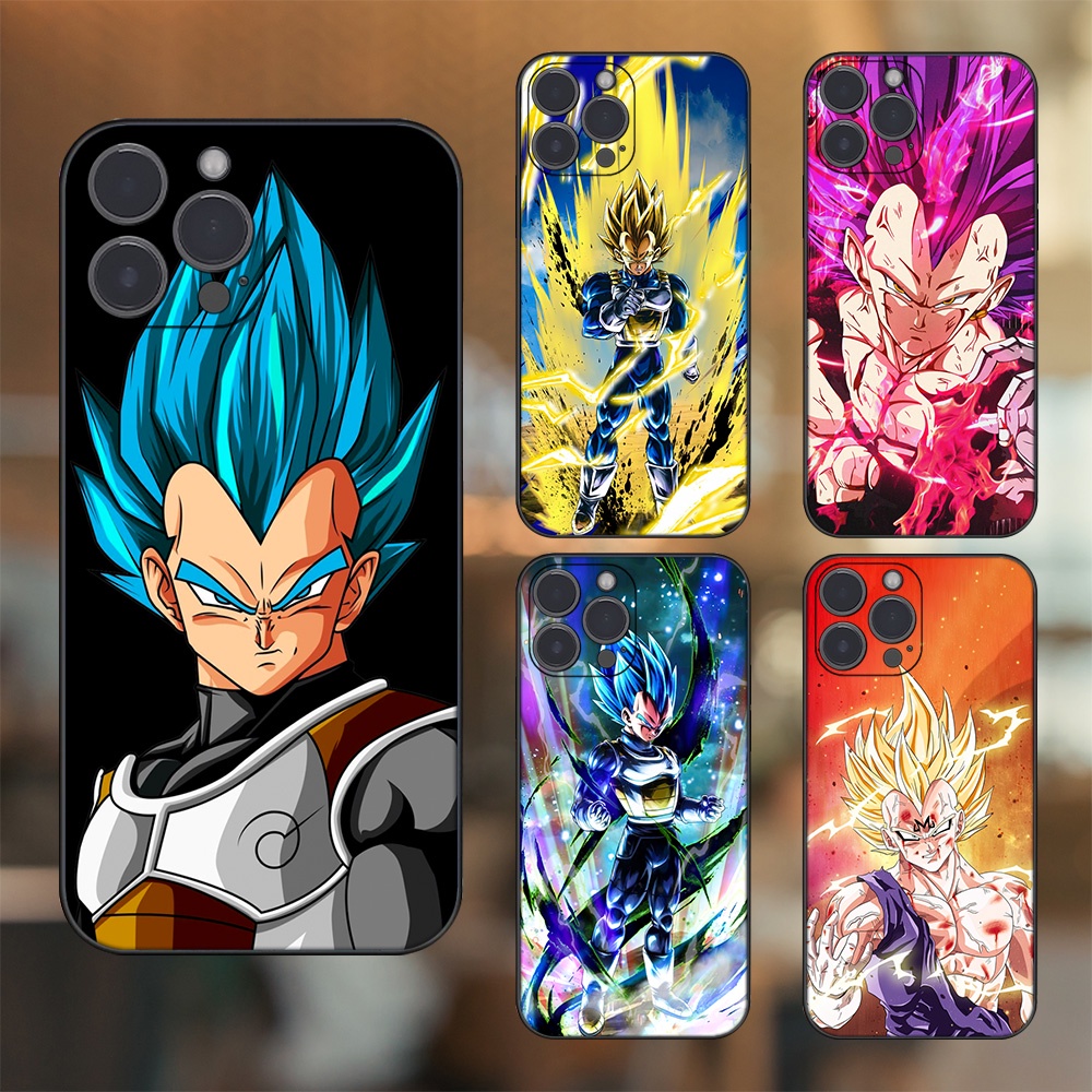 Ốp lưng iPhone 13 Pro Max dẻo đen cạnh vuông in hình Vegeta Dragon Ball