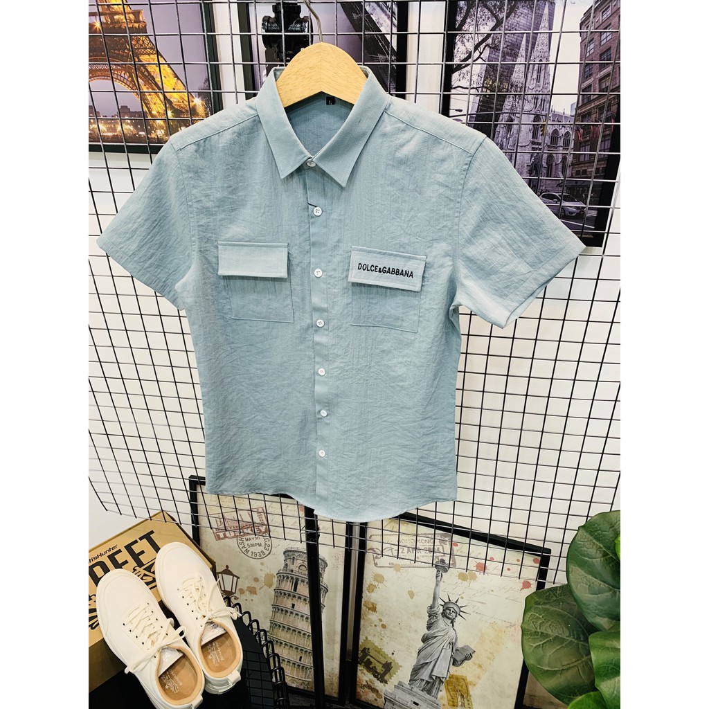 Áo sơ mi nam ngắn tay túi hộp gu xì nhiều màu | BigBuy360 - bigbuy360.vn