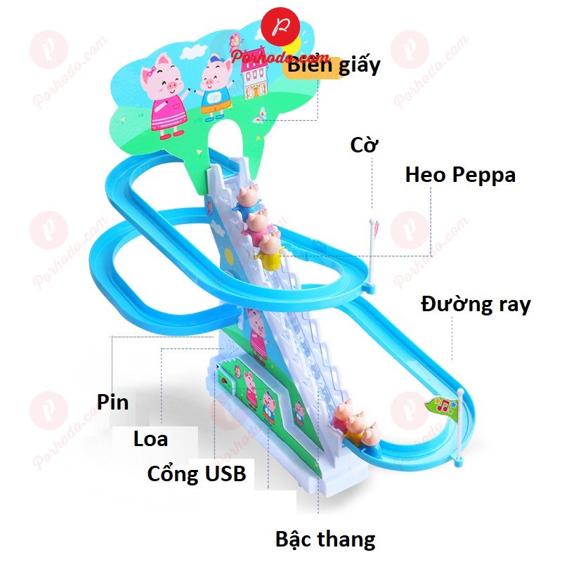 Đồ Chơi Heo Peppa Leo Cầu Thang Có Nhạc Lắp Pin Có Cổng USB Cho Bé KB2112071