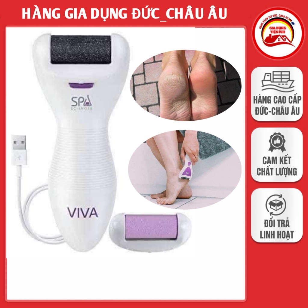 Máy Chà mài gót chân Viva sử dụng Pin sạc, thiết bị mài gót chân đầu xoay 360⁰ độc đáo, sử dụng trực tiếp vùng da thô rá
