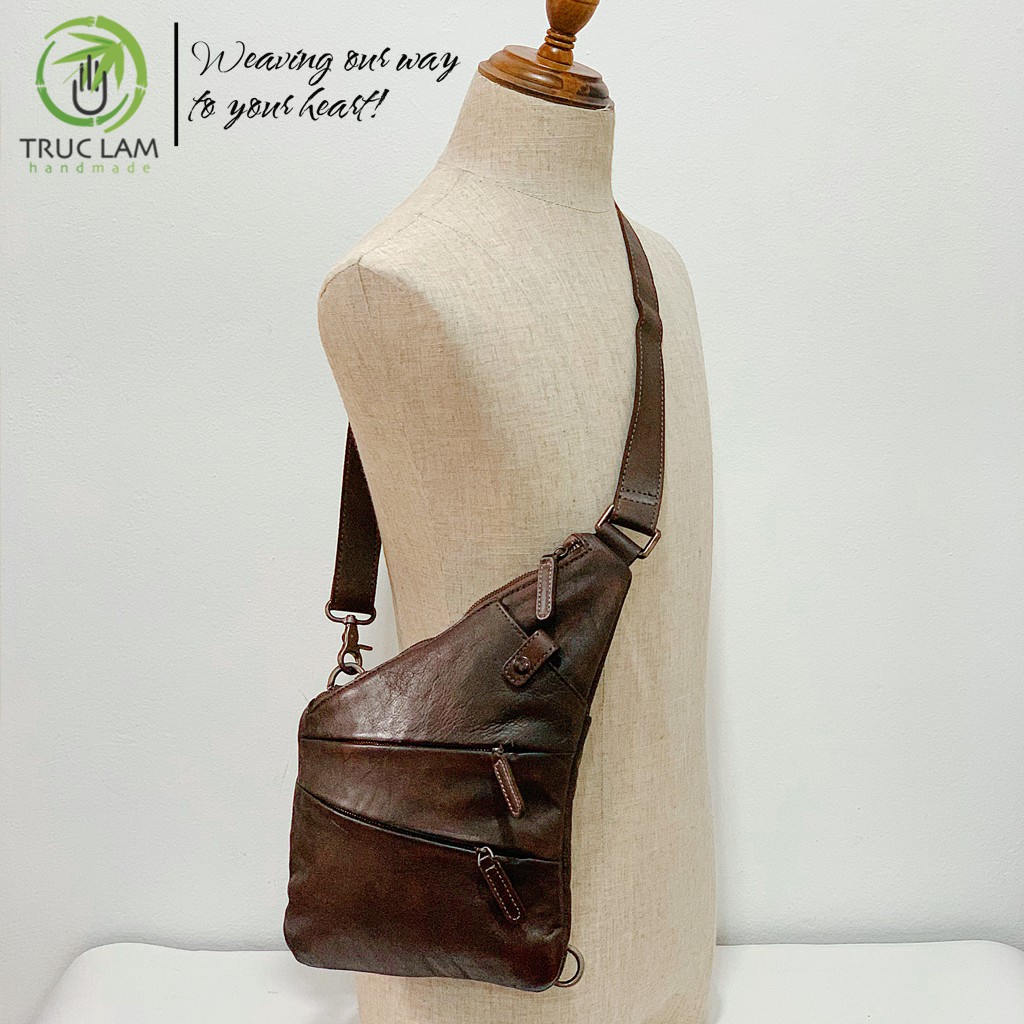 Túi Đeo Chéo Thời Trang Nam Da Bò Thật Cao Cấp Ba Khóa Kéo – Trúc Lâm Handmade