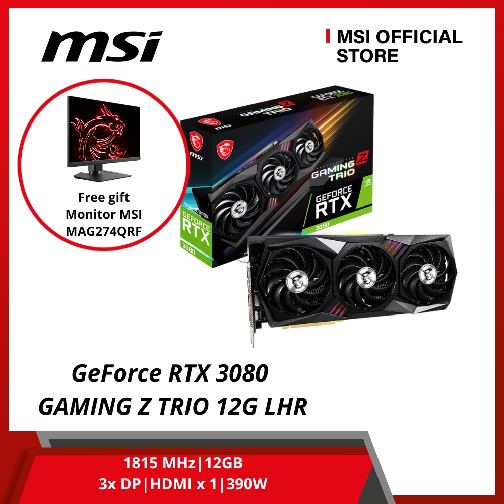 Card màn hình MSI  GeForce RTX 3080 GAMING Z TRIO 12G LHR - Hàng Chính Hãng