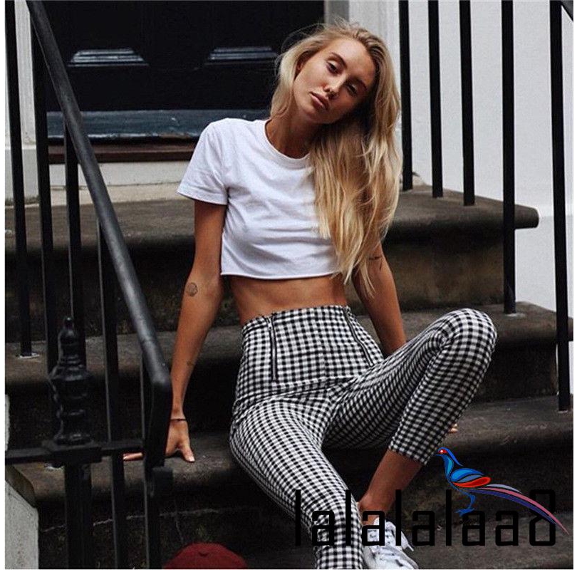 Quần dài lưng cao họa tiết caro thời trang cho nữ | BigBuy360 - bigbuy360.vn