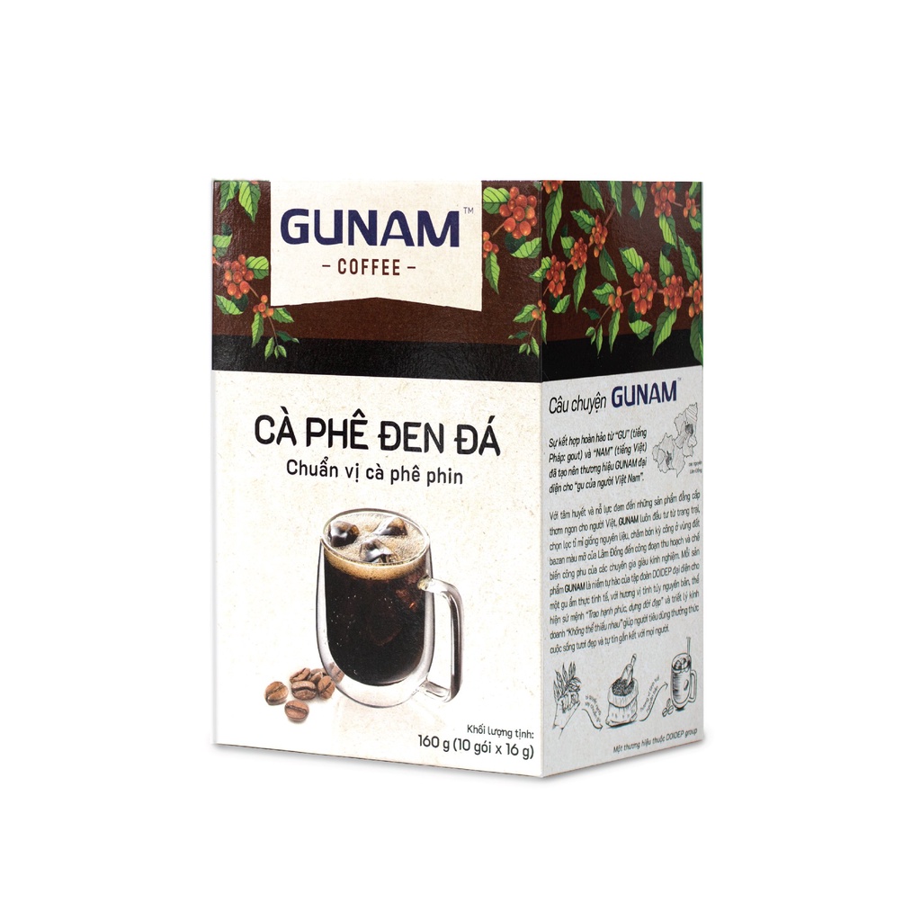 Combo 3 hộp cà phê hòa tan GUNAM đen đá cà phê (hộp 10 gói x 16g)