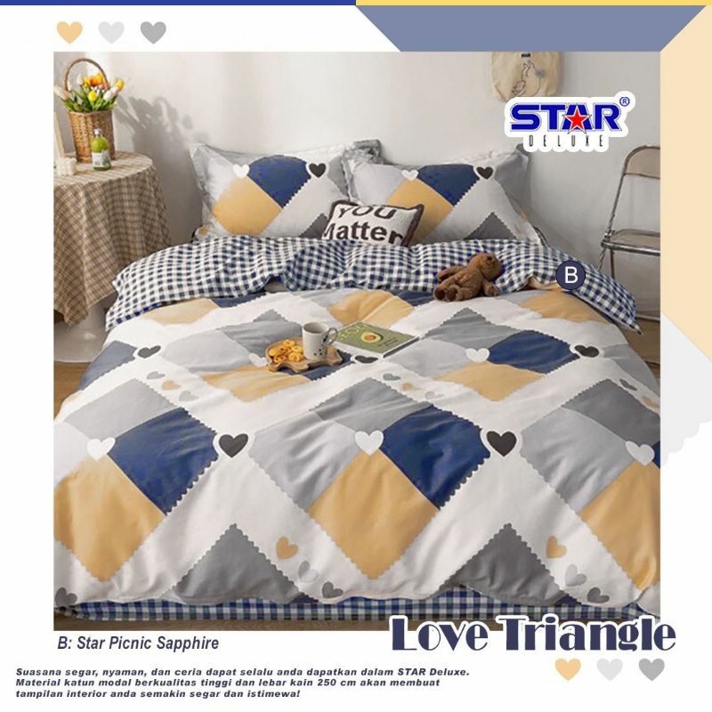 Áo choàng ngủ vải lanh Cotton họa tiết tam giác trái tim tình yêu màu vàng xanh dương